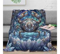 ASDFGHJKLZA Zodiaque Cancer Plaid Couverture Impression 3D Onirique Flanelle Douce Chaude Moelleuse Peluche Lit Canapé Filles Enfants Adultes Cadeau Respirant Doux 50x60inch(127x152cm)