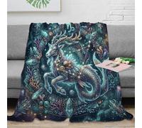 ASDFGHJKLZA Zodiaque Capricorne Plaid Couverture Impression 3D Mystérieux Flanelle Douce Moelleuse Chaude Canapé Lit Peluche Garçons Enfants Adultes Cadeau Respirant Doux 50x60inch(127x152cm)