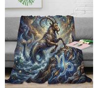 ASDFGHJKLZA Zodiaque Capricorne Plaid Couverture Impression 3D Nébuleuse Flanelle Douce Moelleuse Peluche Canapé Lit Garçons Enfants Adultes Cadeau Respirant Douillet 50x60inch(127x152cm)