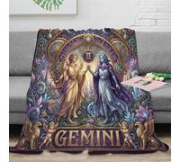 ASDFGHJKLZA Zodiaque Gémeaux Impression 3D Constellation Flanelle Peluche Plaid Couverture Douce Moelleuse Lit Canapé Garçons Enfants Adultes Cadeau Respirant Confort 50x60inch(127x152cm)