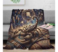 ASDFGHJKLZA Zodiaque Scorpion Impression 3D Bohème Flanelle Peluche Plaid Couverture Douce Chaude Moelleuse Canapé Lit Filles Enfants Adultes Cadeau Respirant Doux 40x50inch(100x130cm)