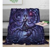 ASDFGHJKLZA Zodiaque Scorpion Impression 3D Gothique Mystique Flanelle Plaid Couverture Douce Moelleuse Peluche Lit Canapé Garçons Enfants Adultes Cadeau Respirant Résistant 50x60inch(127x152cm)