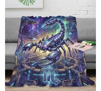 ASDFGHJKLZA Zodiaque Scorpion Plaid Couverture Chaud Moelleux Impression 3D Scorpion mécanique Flanelle Douce Peluche Canapé Lit Filles Enfants Adultes Cadeau Respirant Calme 40x50inch(100x130cm)
