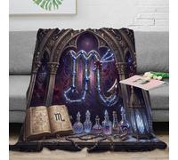 ASDFGHJKLZA Zodiaque Scorpion Plaid Couverture Flanelle Gothique mystérieux Impression 3D Douce Moelleuse Peluche Canapé Lit Filles Enfants Adultes Cadeau Respirant Chaud Doux 40x50inch(100x130cm)