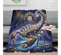 ASDFGHJKLZA Zodiaque Scorpion Plaid Couverture Impression 3D Aztec Scorpion Flanelle Douce Moelleuse Peluche Lit Canapé Garçons Enfants Adultes Cadeau Respirant Toute Saison 40x50inch(100x130cm)