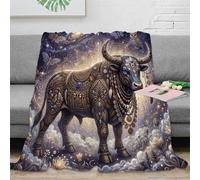 ASDFGHJKLZA Zodiaque Taureau Plaid Couverture Impression 3D Bohème Flanelle Douce Moelleuse Peluche Cadeau Lit Canapé Filles Enfants Adultes Cadeau Respirant 40x50inch(100x130cm)
