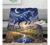 ASDFGHJKLZA Zodiaque Taureau Plaid Couverture Impression 3D Taureau Fantastique Flanelle Douce Moelleuse Peluche Canapé Lit Garçons Enfants Adultes Cadeau Respirant Douillet 40x50inch(100x130cm)