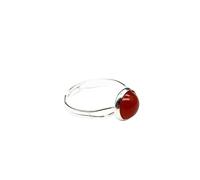ASDFY Bague Agate rouge Naturelle Cristal Rond Couleur Argent Bague Réglable pour Femme Bagues en Pierre Ouverte Reiki Balance Cheville Doigt Bagues Bague D'Éternité pour Femme Fille Homme