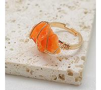 ASDFY Bague en Cristal Orange Naturel Cristal Irrégulier Couleur Or Bague Enroulée Réglable pour Femme Bagues en Pierre Ouverte Reiki Équilibre Cheville Doigt Bagues Bague D'Éternité pour Femme Fill