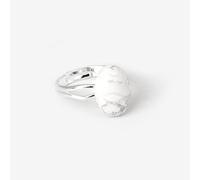 ASDFY Bague en Howlite Blanche Naturelle Bague Ovale en Cristal Réglable pour Femme Bagues en Pierre Ouverte Reiki Balance Cheville Doigt Bagues Bague D'Éternité pour Femme Fille Homme