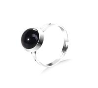 ASDFY Bague en Onyx Noir Naturel Cristal Rond Bohême Bague Réglable pour Femme Bagues en Pierre Ouverte Reiki Balance Cheville Doigt Bagues Bague D'Éternité pour Femme Fille Homme