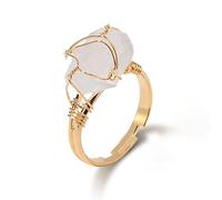 ASDFY Bague en Quartz Blanc Naturel Bague Enroulée en Fil De Cristal Irrégulier Réglable pour Femme Bagues en Pierre Ouverte Reiki Balance Cheville Doigt Bagues Bague D'Éternité pour Femme Fille Homm