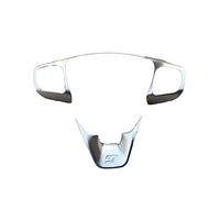 ASDGH Couvercle de Cadre Bouton Commande Garniture Volant Voiture St en Fiber Carbone, for Ford, for Fiesta MK8 2017 2018 2019, Accessoires ABS Autocollant pour Volant(Silver)