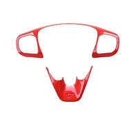 ASDGH Couvercle de Cadre Bouton Commande Garniture Volant Voiture St en Fiber Carbone, for Ford, for Fiesta MK8 2017 2018 2019, Accessoires ABS Autocollant pour Volant(Rot)