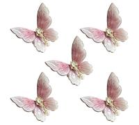 ASDIIT Lot de 5 pinces à cheveux en forme de papillon rose réaliste pour femme, dégradé de strass, accessoires de cheveux féériques pour Noël, Halloween, rave, festival, cadeau