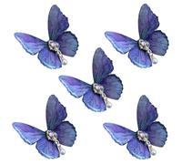 ASDIIT Lot de 5 pinces à cheveux réalistes en forme de papillon violet pour femme, dégradé de strass, accessoires de cheveux féériques pour Noël, Halloween, rave, festival, cadeau