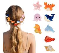 ASDIIT Lot de 8 mini pinces à cheveux en forme d'étoile de mer pour femme - Accessoires d'été mignons et amusants - Cadeaux d'éléphant blanc