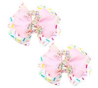 ASDIIT Nœuds à cheveux d'anniversaire à paillettes, deux jolies décorations d'anniversaire parfaites pour un cadeau de fille, accessoires de cheveux pour filles pour décorations de fête glacée