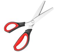 Asdirne Ciseaux cranteurs gauchers professionnels en zigzag avec poignées en caoutchouc et lame ultra tranchante, parfaits pour de nombreux types de tissus, 24 cm, rouge/noir