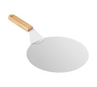 Asdirne Pelle à Pizza Ronde avec Poignée en Bois et Plateau Métallique en Acier Inoxydable pour les Pizzas Faites Maison, les Pâtisseries, la Pâte, 10 Pouces - Argenté - Minimaliste