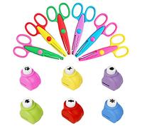Asdirne Set de Ciseaux Enfants, Ciseaux Cranteurs Enfants, Une Variété de Motifs Amusants, Contient 6 Ciseaux Zigzag Pour Enfants et 6 Emporte-pièces Papier
