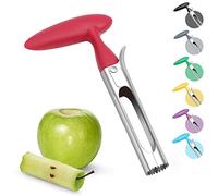 Asdirne Vide-pomme avec poignée en ABS, lame dentelée en acier inoxydable, 17,5 cm, rouge