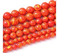 ASDJHFABKY Lot de 35 perles en malachite de 10 mm - Perles rouges, rondes, naturelles pour la fabrication de bijoux, 15, 10 mm, Nylon Pierre