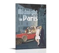ASDJWAUEYWEH Poster sur toile de minuit à Paris - Décoration murale vintage - Art esthétique - Décoration pour salon, chambre à coucher - 50 x 75 cm - Style cadre