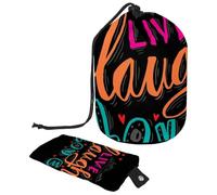 asebiunh Grande trousse de maquillage portable avec cordon de serrage Motif Live Laugh Love, multicolore, 9.9x6.9in/25.2x17.6cm