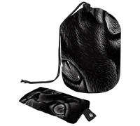 asebiunh Trousse de toilette avec cordon de serrage en forme de tonneau - Portable - Style de chasse - Motif chat noir - Grande capacité - Étanche - Multifonctionnel, multicolore,