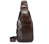 ASEDRFY Sac de poitrine en cuir véritable pour homme avec compartiment pour iPad et poche pour téléphone