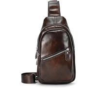 ASEDRFY Sac de poitrine en cuir véritable pour homme avec compartiment pour iPad et poche pour téléphone