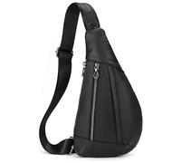 ASEDRFY Sac de poitrine en cuir véritable pour homme avec compartiment pour iPad et poche pour téléphone