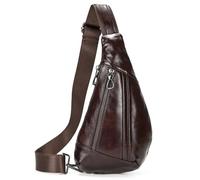 ASEDRFY Sac de poitrine en cuir véritable pour homme avec compartiment pour iPad et poche pour téléphone