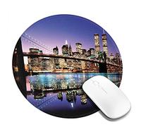 ASEELO 1 tapis de souris rond de 20 cm, pont de Brooklyn, tapis de souris en caoutchouc pour joueurs, bureau, maison, étude