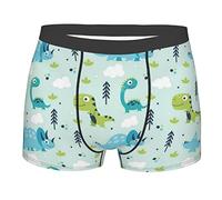 ASEELO Caleçons boxeurs en polyester extensible avec notes de musique bleues pour homme, Motif dinosaure., S