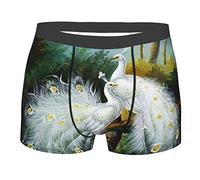 ASEELO Caleçons boxeurs en polyester extensible avec notes de musique bleues pour homme, Paon blanc., L