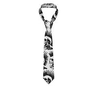 ASEELO Cravate de lama pour homme - Tendance - Classique - Pour mariage, affaires, fête formelle, Crâne Vert Punk, taille unique