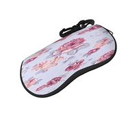 ASEELO Étui à lunettes doux en néoprène avec fermeture éclair pour homme et femme Motif petits singes, Roses rouges florales, glasses case