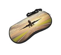ASEELO Étui à lunettes en néoprène souple avec fermeture éclair pour homme et femme, Avion., glasses case
