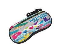 ASEELO Étui à lunettes en néoprène souple avec fermeture éclair pour homme et femme, Flamant rose et piscine, glasses case
