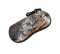 ASEELO Étui à lunettes en néoprène souple avec fermeture éclair pour homme et femme Motif écailles de dragon, chat, glasses case