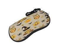 ASEELO Étui à lunettes en néoprène souple avec fermeture éclair pour homme et femme Motif écailles de dragon, Citrouille d'Halloween et chouette, glasses case