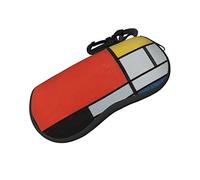 ASEELO Étui à lunettes en néoprène souple avec fermeture éclair pour homme et femme Motif écailles de dragon, Composition : rouge, jaune, bleu et noir, glasses case