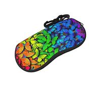 ASEELO Étui à lunettes en néoprène souple avec fermeture éclair pour homme et femme Motif léopard, Papillon coloré., glasses case