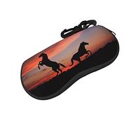 ASEELO Étui à lunettes en néoprène souple avec fermeture éclair pour homme et femme Motif petits singes, Cheval animal., glasses case