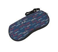 ASEELO Étui à lunettes en néoprène souple avec fermeture éclair pour homme et femme Motif petits singes, Vélos, glasses case