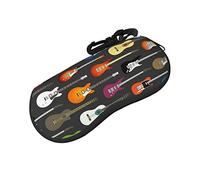 ASEELO Étui à lunettes souple en néoprène à fermeture éclair pour homme et femme Motif plumes de paon et éléphant, Couleurs acoustiques et guitares, glasses case