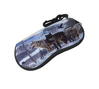 ASEELO Étui à lunettes souple en néoprène avec fermeture éclair pour homme et femme Motif léopard, Motif loup des neiges, glasses case