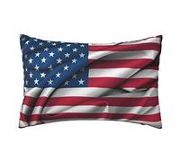ASEELO Housse de coussin 76 x 50 cm, motif drapeau américain, impression double face, avec fermeture éclair invisible, taie d'oreiller décorative pour canapé